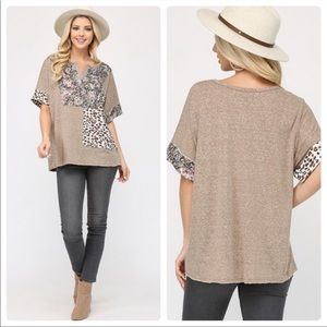 Printed patchwork loose fit top